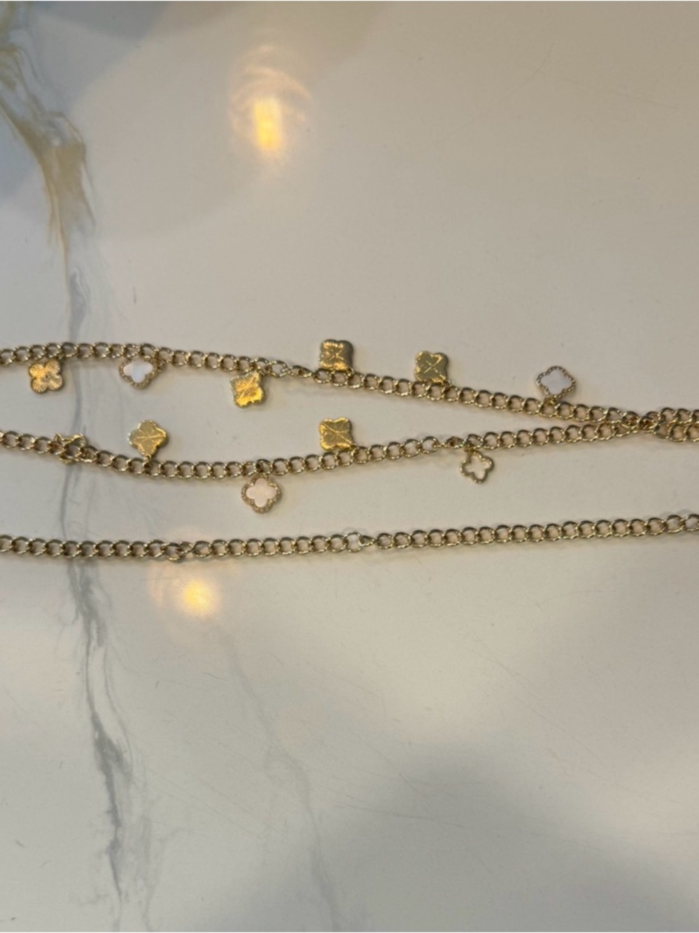 Gold Clover Charm Layered Belt - Elegant Women's Jewelry